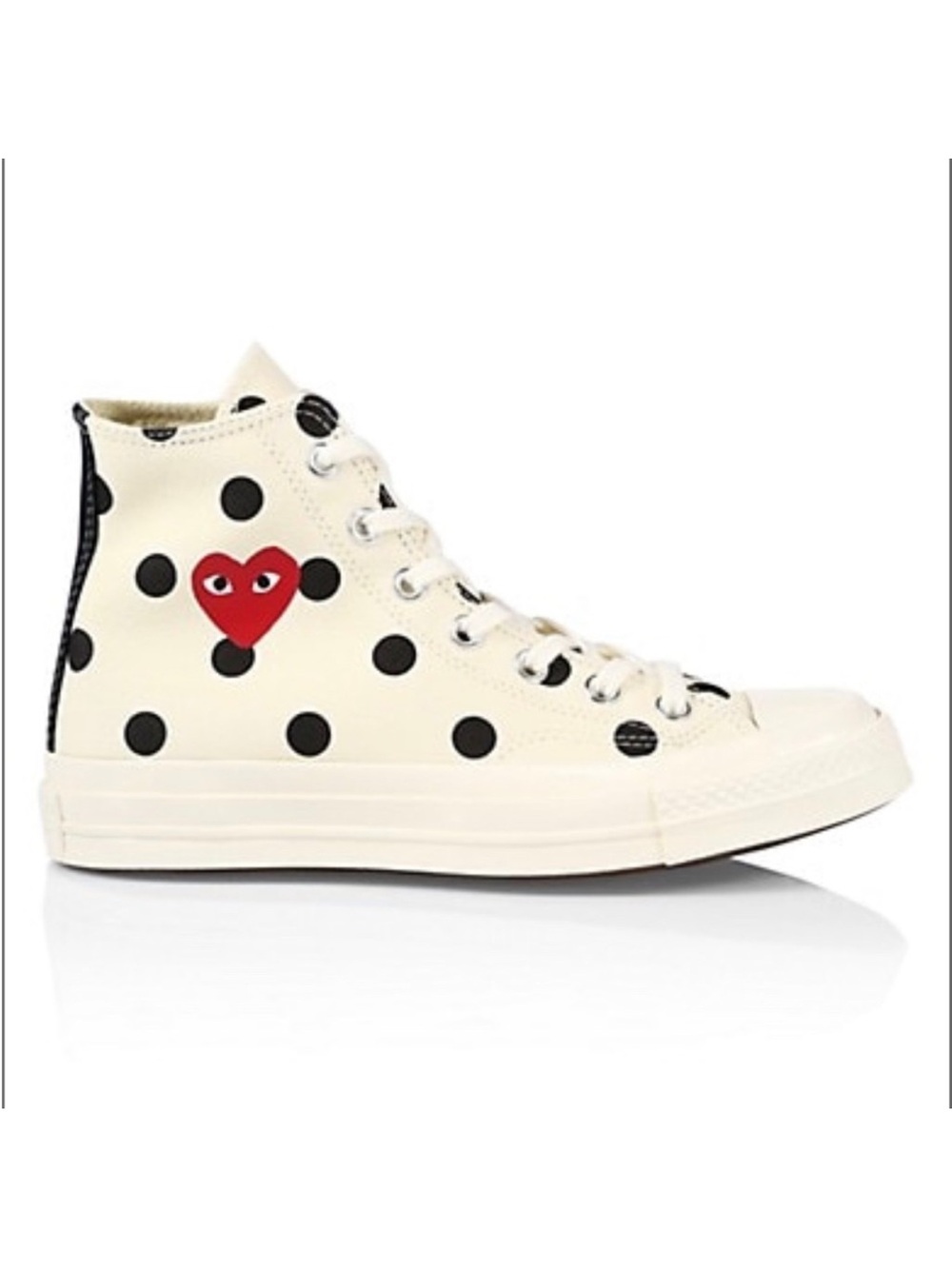 Comme Des Garcons Play x Chuck Taylor All Star High Top White Polka Dot M‎ 7 W 9